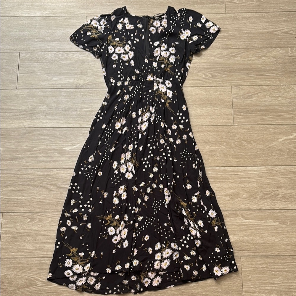 Madewell Black and White Midi Sundress with Flutter Cap Sleeves